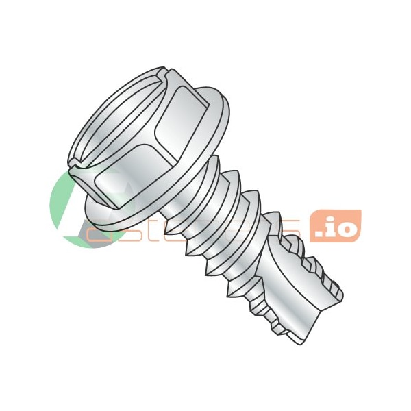 Newport Fasteners Thread Cutting Screw, 1/4" x 1/2 in, Zinc Plated Steel Hex Head Slotted Drive, 3000 PK 384950 - main